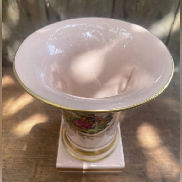 Vintage Blush Pink & Gold Vase Victorian Cottage Shabby Chic Floral Cottagecore - Picture 5 of 6